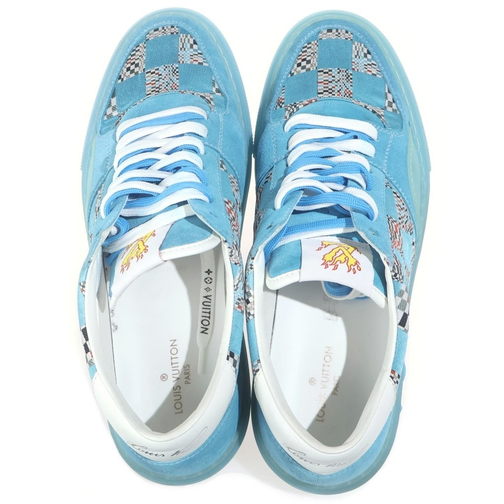 LOUIS VUITTON(ルイヴィトン) 21SS Virgil Abloh LVオリ ライン ディストーテッド ダミエパターン ローカット スニーカー ブルー LD0221