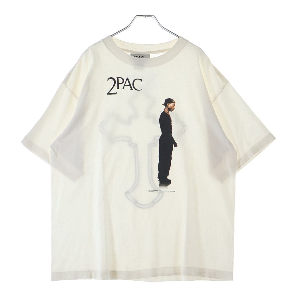 SAINT MICHAEL(セントマイケル) 25SS 2PAC TEE ヴィンテージ加工 クルーネック半袖Tシャツカットソー ホワイト SM-HR8-0000-C15