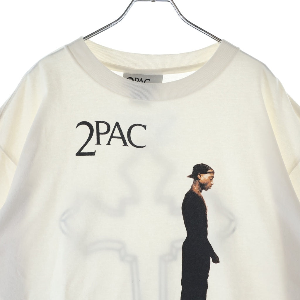 SAINT MICHAEL(セントマイケル) 25SS 2PAC TEE ヴィンテージ加工 クルーネック半袖Tシャツカットソー ホワイト SM-HR8-0000-C15