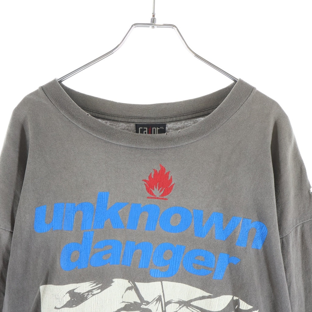 SAINT MICHAEL(セントマイケル) 23SS LS TEE UNKNOWN ヴィンテージ加工 グラフィックプリント クルーネック長袖Tシャツカットソー グレー SM-S23-0000-027