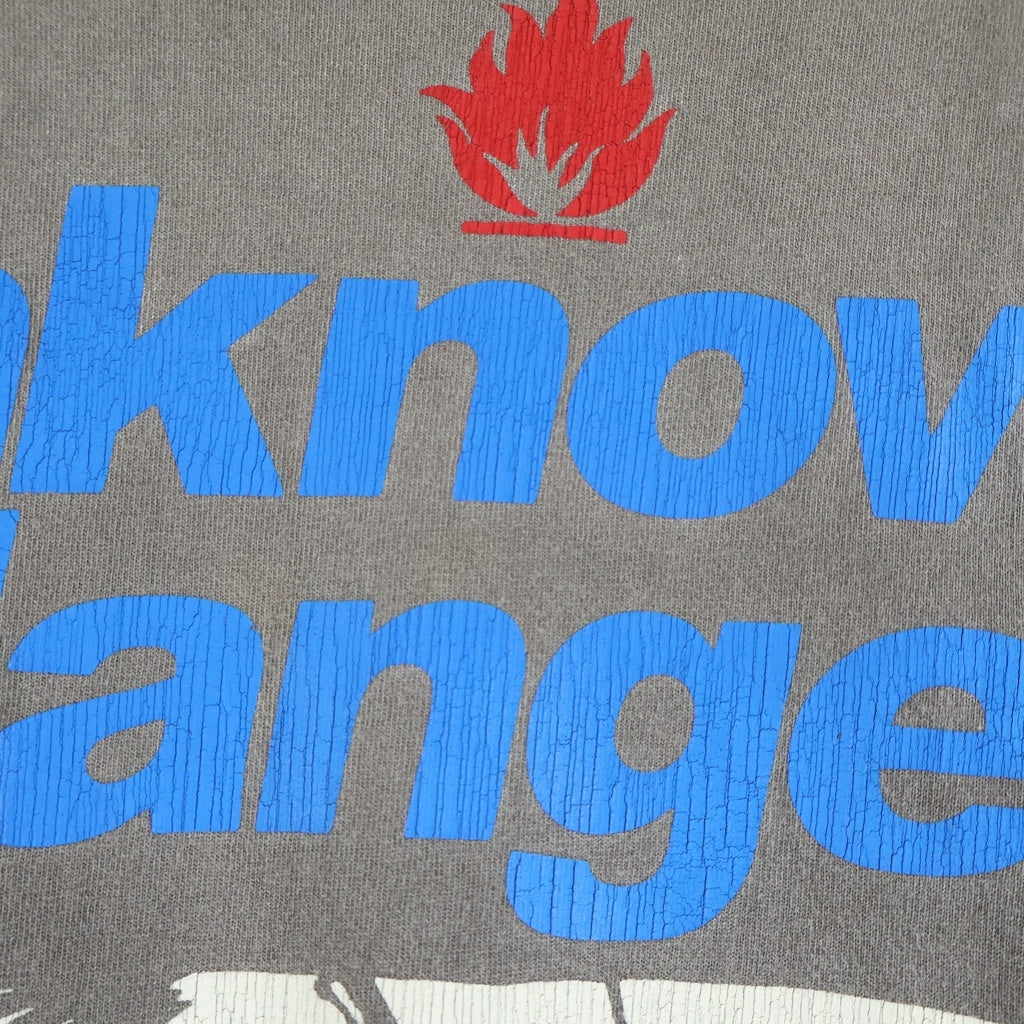 SAINT MICHAEL(セントマイケル) 23SS LS TEE UNKNOWN ヴィンテージ加工 グラフィックプリント クルーネック長袖Tシャツカットソー グレー SM-S23-0000-027