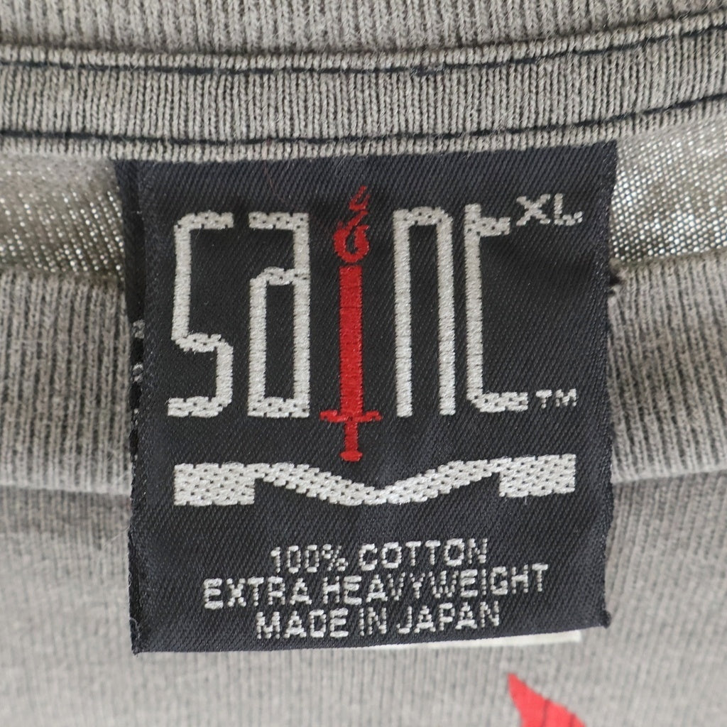 SAINT MICHAEL(セントマイケル) 23SS LS TEE UNKNOWN ヴィンテージ加工 グラフィックプリント クルーネック長袖Tシャツカットソー グレー SM-S23-0000-027