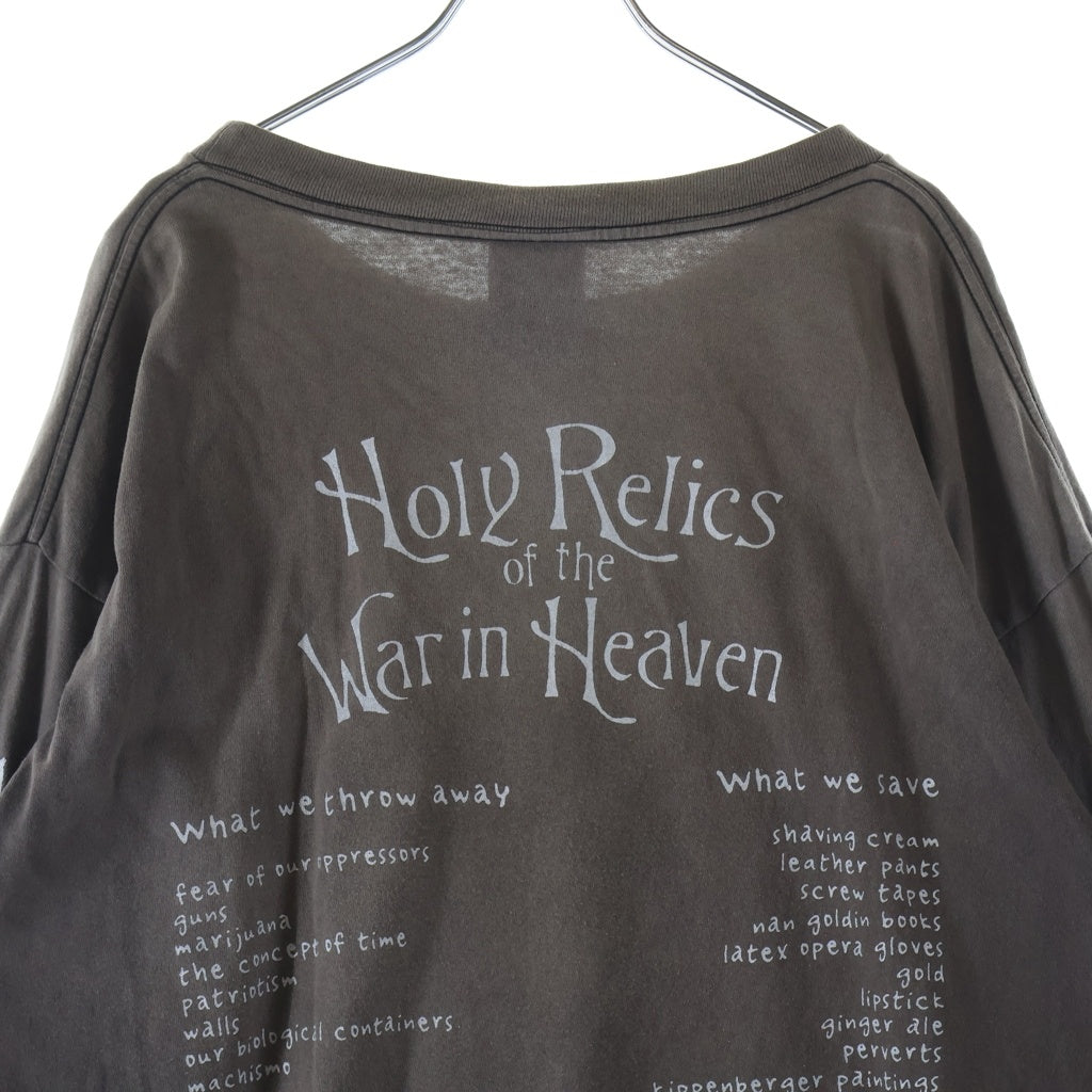 SAINT MICHAEL(セントマイケル) 21AW LS SATAN TEE ヴィンテージ加工 クルーネック長袖Tシャツカットソー グレー SM-A21-0000-025
