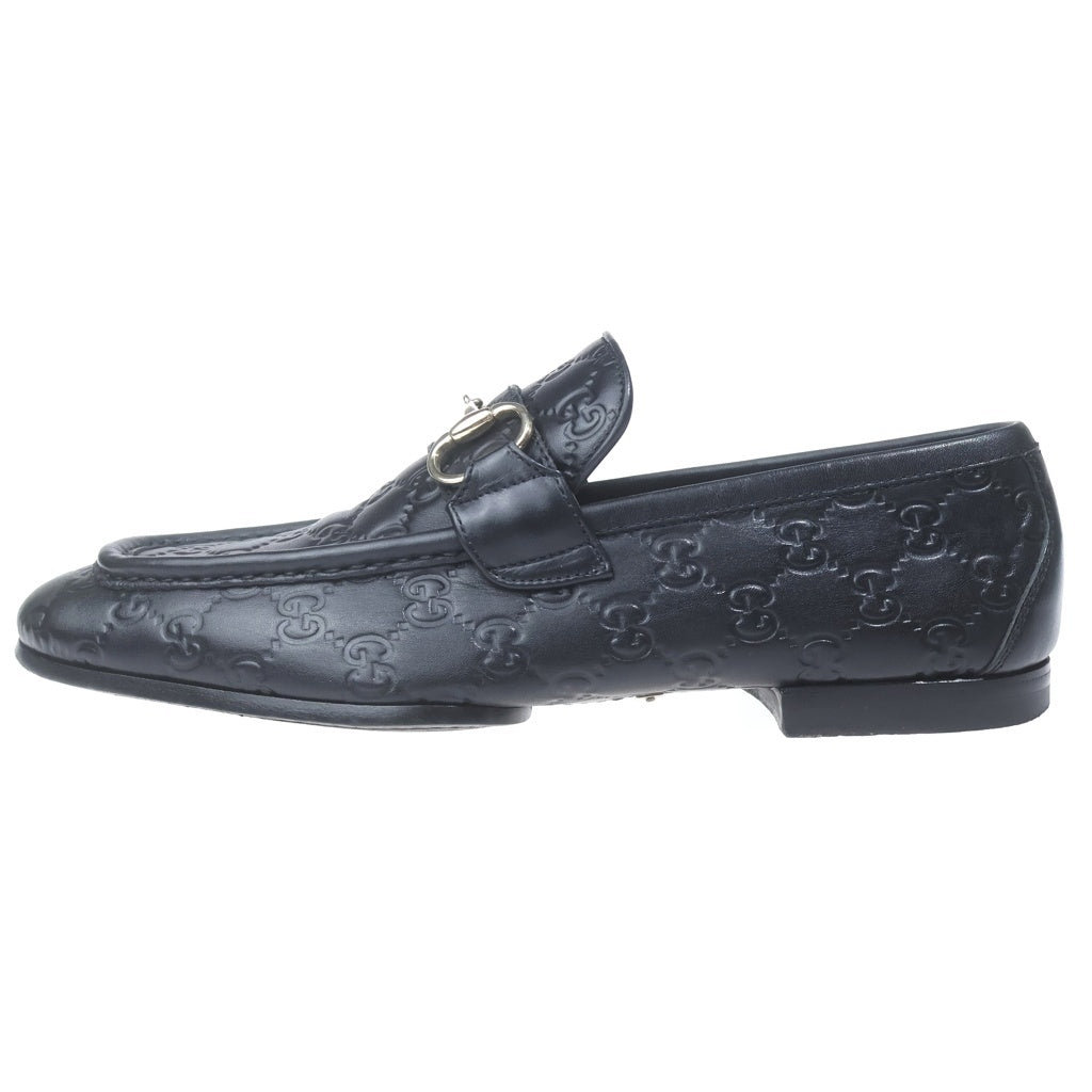 GUCCI(グッチ) GG型押し ホースビット レザーローファー ブラック 147825