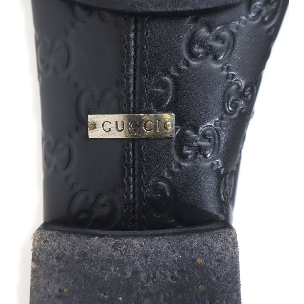 GUCCI(グッチ) GG型押し ホースビット レザーローファー ブラック 147825