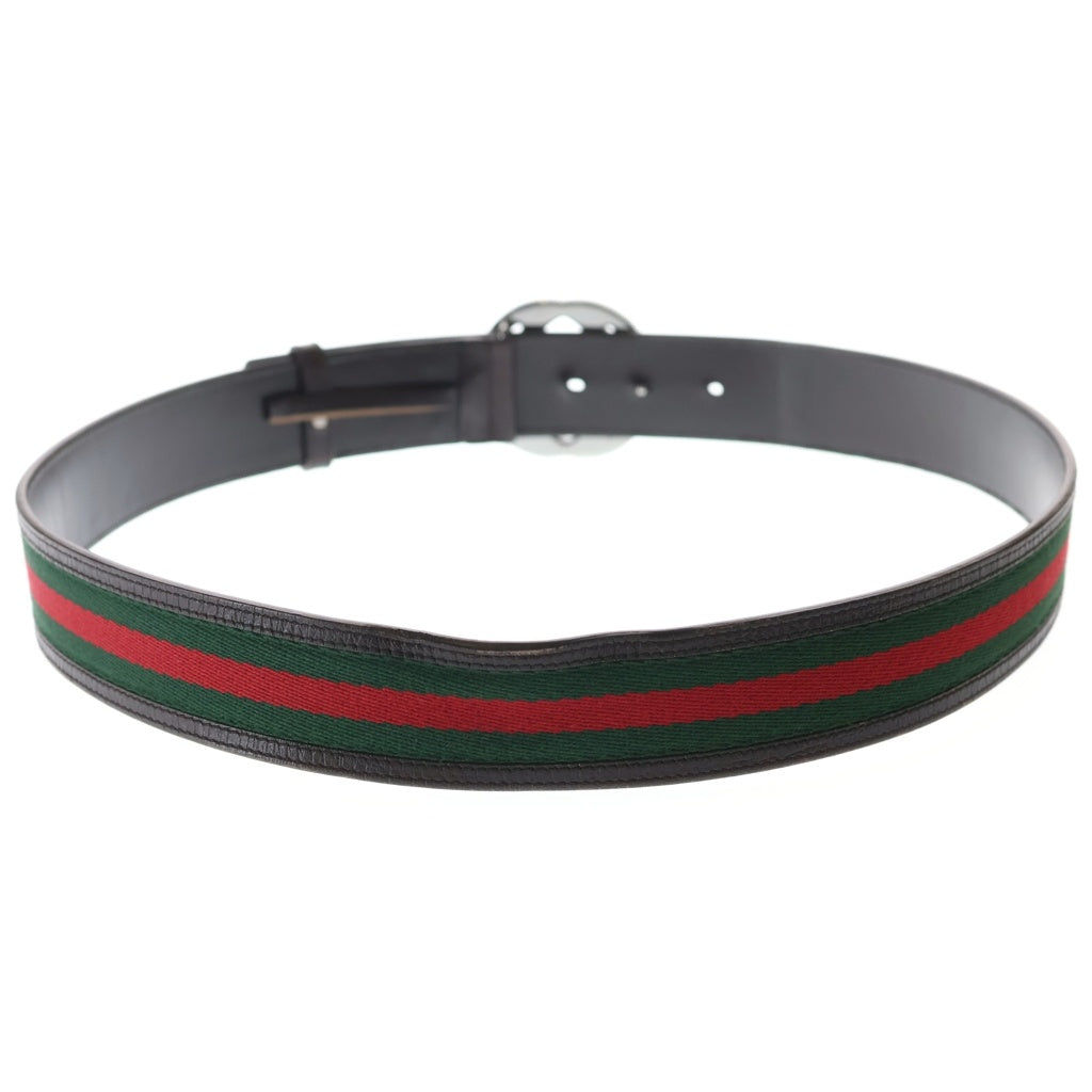 GUCCI(グッチ) インターロッキングG キャンバス切り替えデザイン レザーベルト シルバー/ブラウン 114984