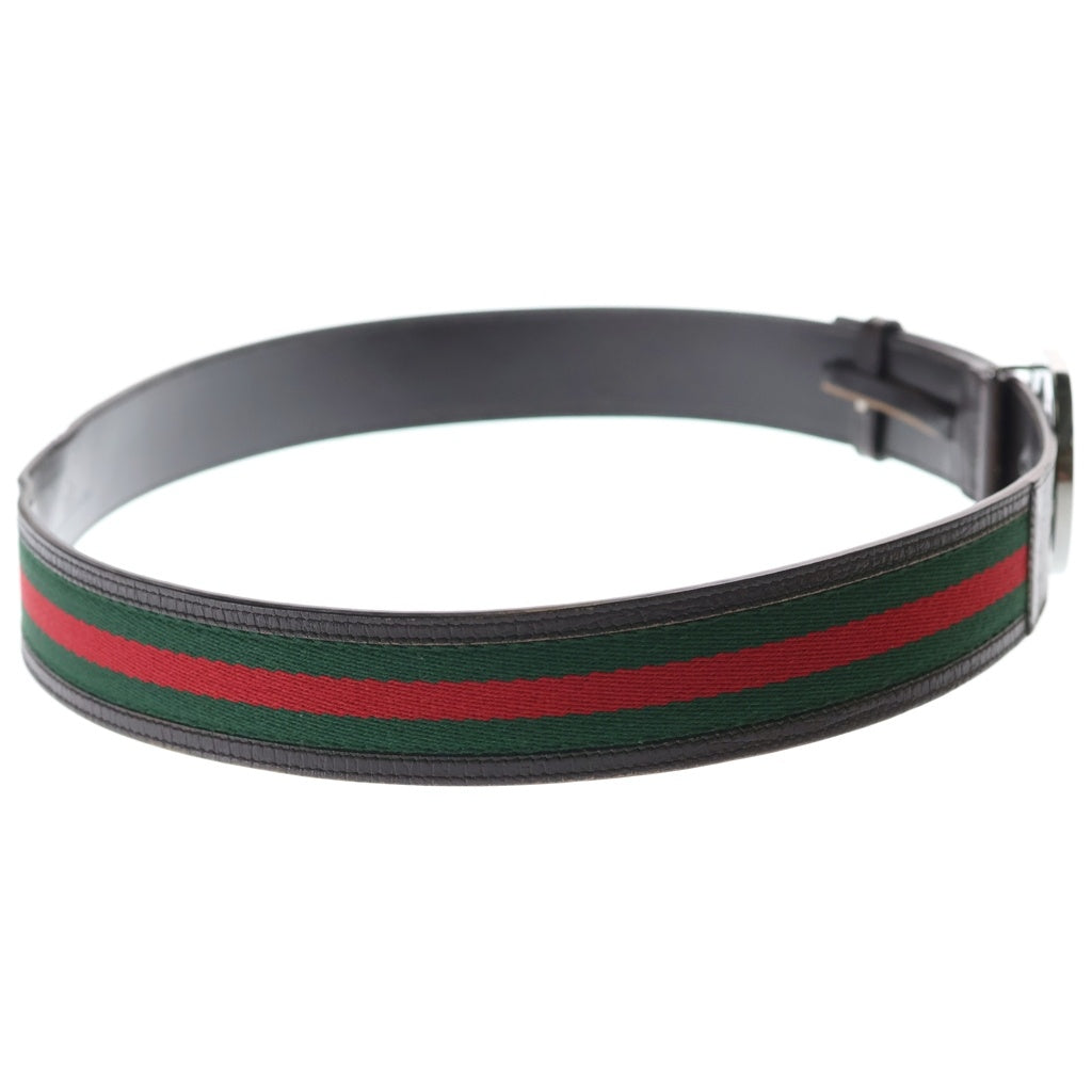 GUCCI(グッチ) インターロッキングG キャンバス切り替えデザイン レザーベルト シルバー/ブラウン 114984