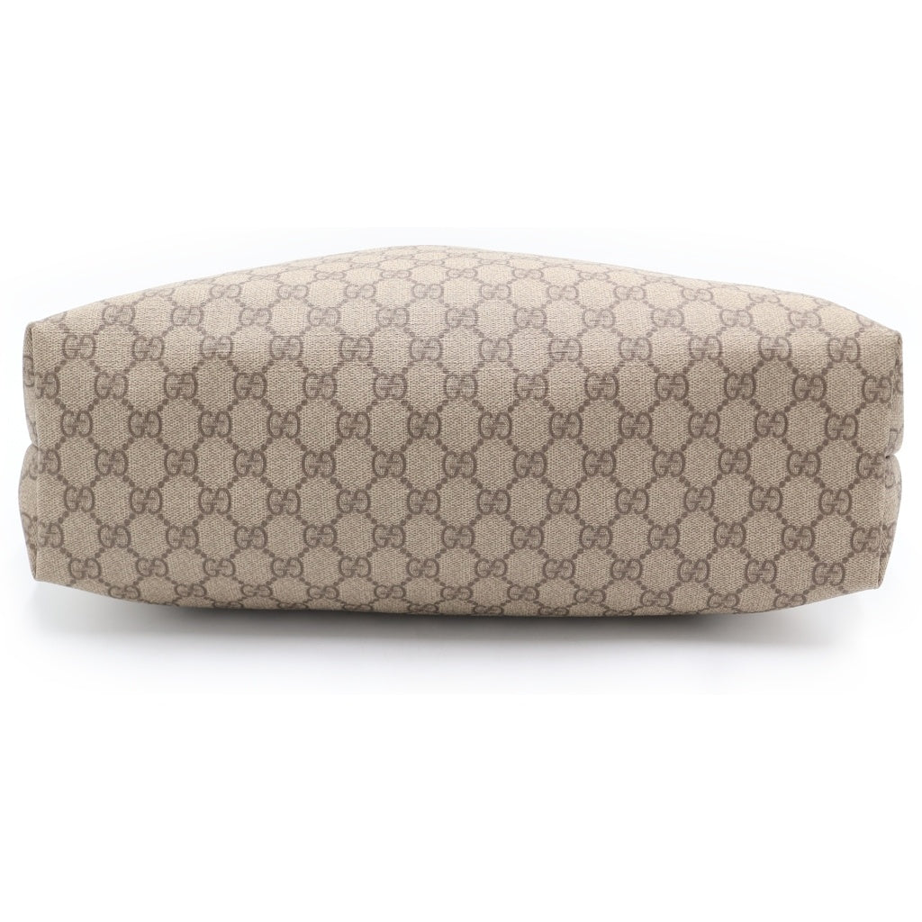 GUCCI(グッチ) GGスプリーム 総柄ロゴ PVCレザーハンドトートバッグ ブラウン 211134 レディース