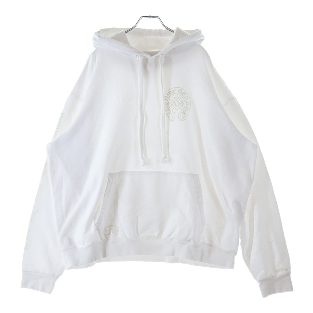 CHROME HEARTS(クロムハーツ) WWW.CHROMEHEARTS.COM HOODIE オンライン限定ホースシューバックプリントプルオーバーパーカー ホワイト
