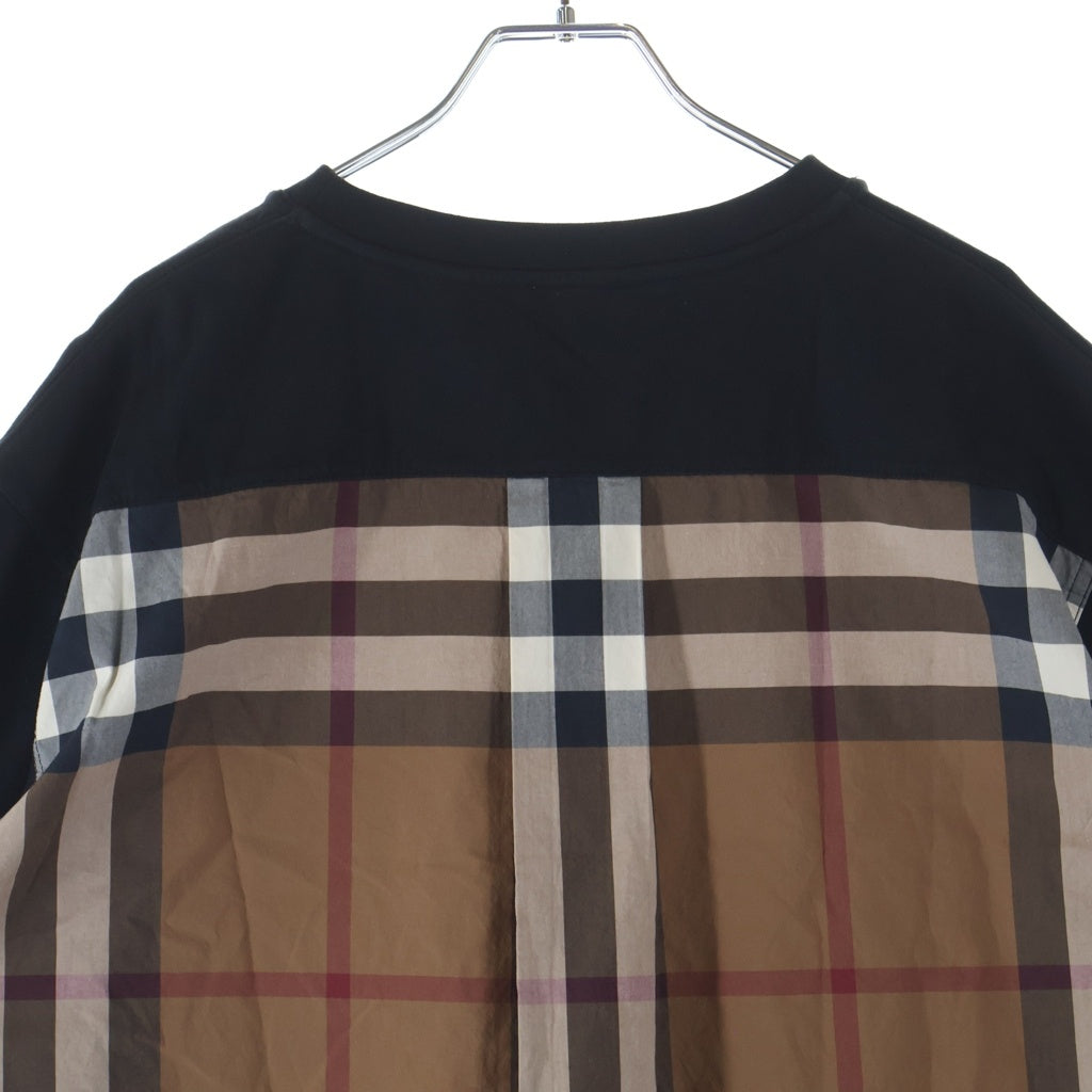 BURBERRY(バーバリー) ノバチェック クルーネック半袖ドッキングTシャツカットソー ブラック/ブラウン 8044962