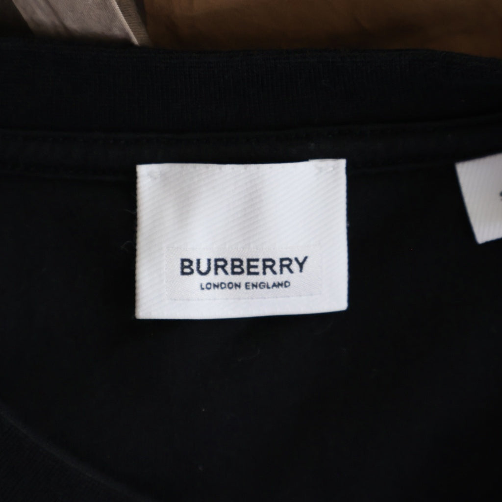 BURBERRY(バーバリー) ノバチェック クルーネック半袖ドッキングTシャツカットソー ブラック/ブラウン 8044962