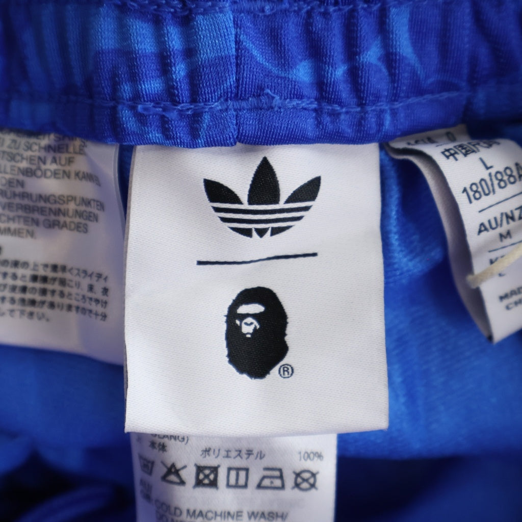 A BATHING APE(アベイシングエイプ) ×adidas FIREBIRD TRACK PANTS AOP ×アディダス ファイヤーバード ABCカモ柄 サイドライン トラックパンツ ブルー JN7126