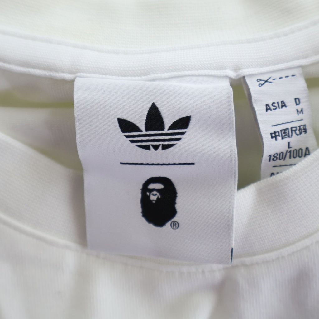 A BATHING APE(アベイシングエイプ) ×adidas ロゴプリント サイドラインクルーネック半袖Tシャツカットソー