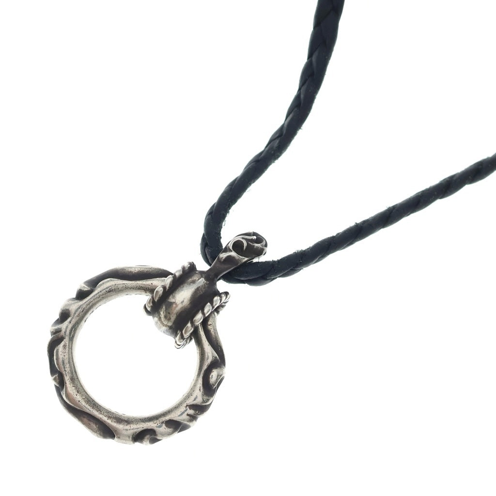 CHROME HEARTS(クロムハーツ) EYWR LOOP SCRL BAND アイウェアループ スクロールバンド レザーブレイドネックレス シルバー/ブラック