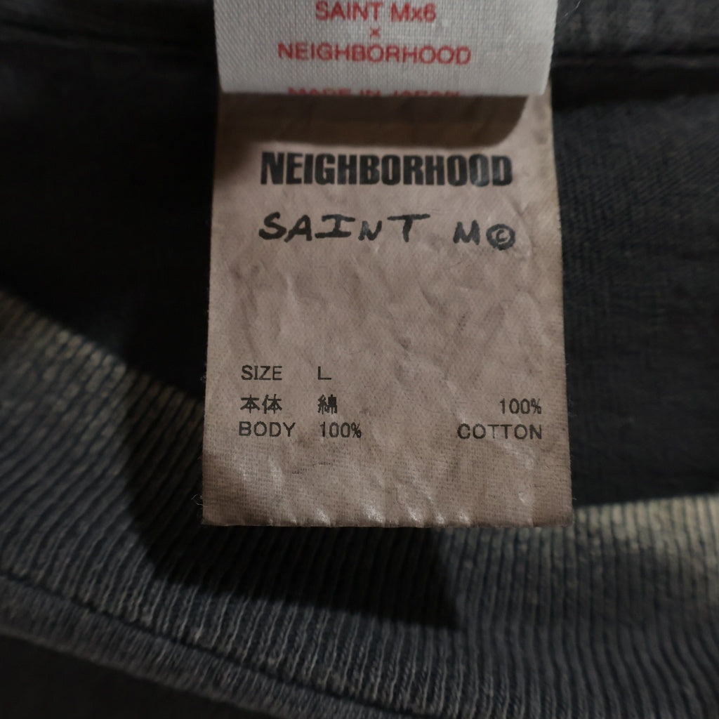 SAINT MICHAEL(セントマイケル) 25SS ×NEIGHBORHOOD STHD.HOOD TEE ネイバーフッド クルーネック半袖Tシャツカットソー グレー SM-HR8-0000-C69