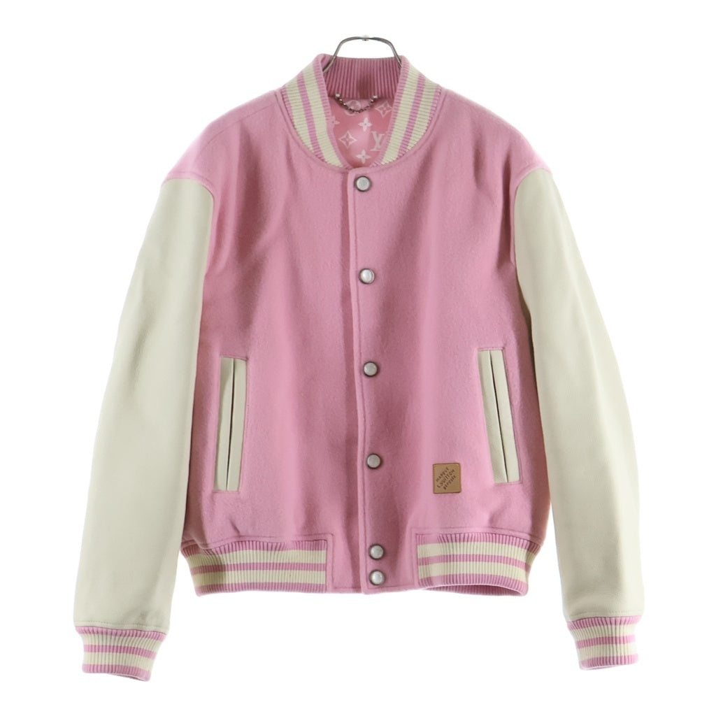 LOUIS VUITTON(ルイヴィトン) シグネチャーレザーバーシティ ブルゾンジャケット ピンク/ホワイト RM252M GIQ HTL64E