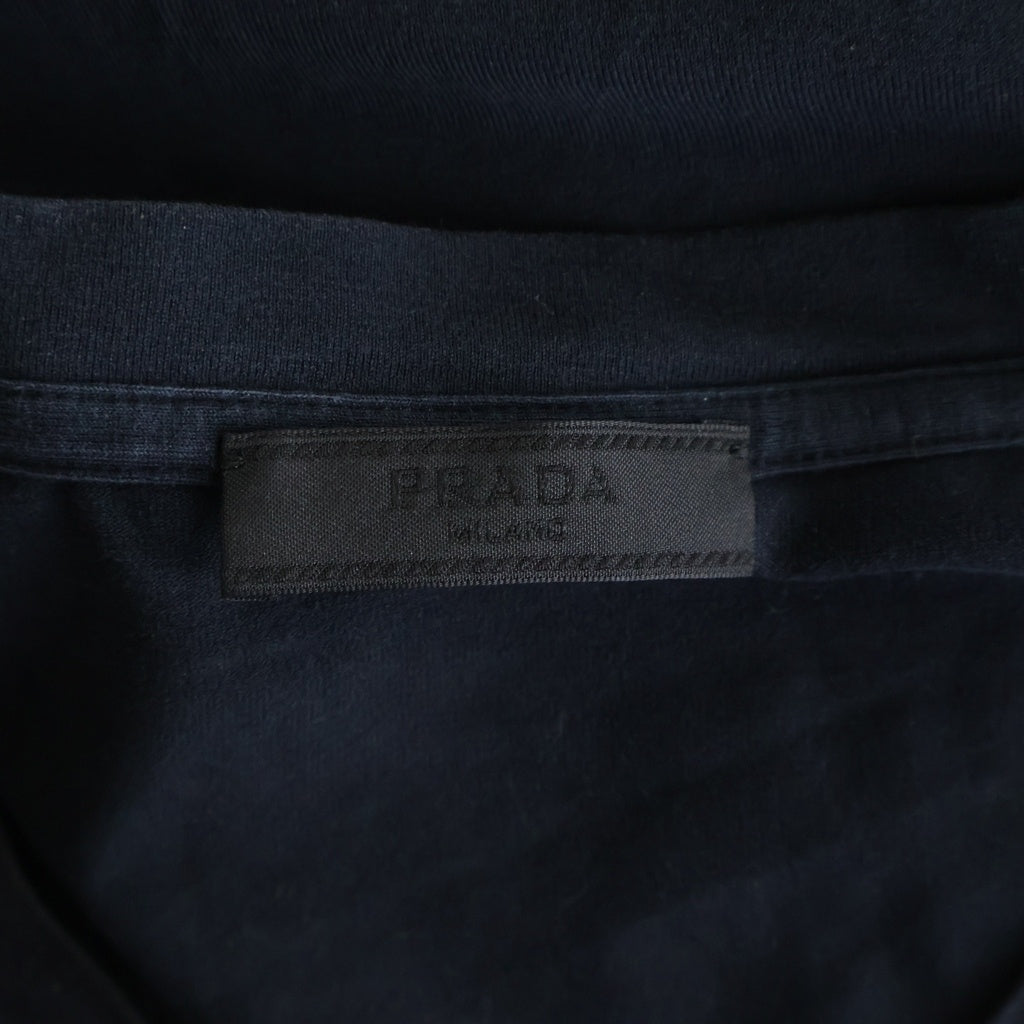 PRADA(プラダ) ラバーロゴデザイン Vネック半袖Tシャツカットソー ブラック SJN251 R192 710