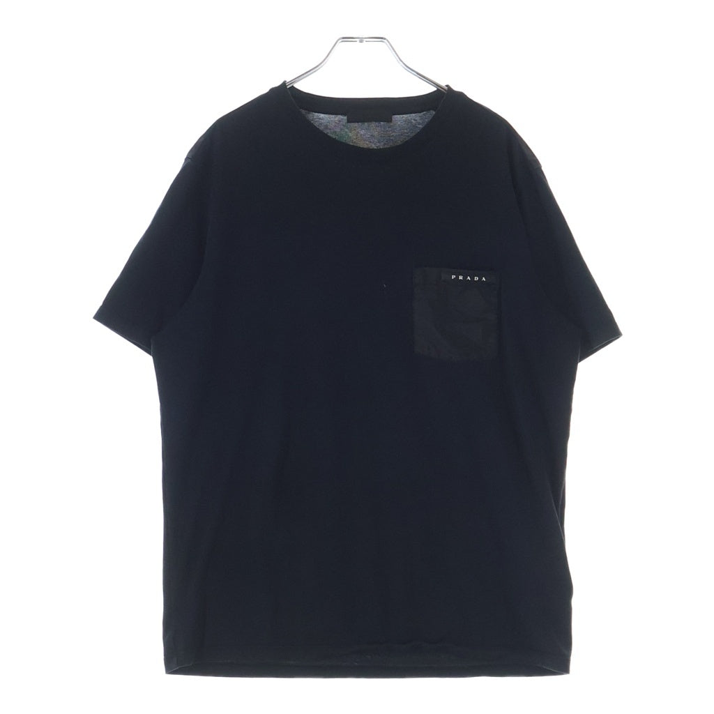 PRADA(プラダ) ラバーロゴデザイン クルーネック半袖Tシャツカットソー ブラック SJN250 R192 710