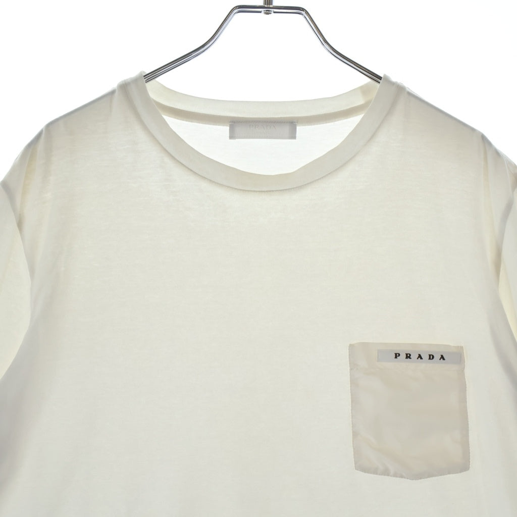 PRADA(プラダ) ラバーロゴデザイン クルーネック半袖Tシャツカットソー ホワイト SJN250 R192 710
