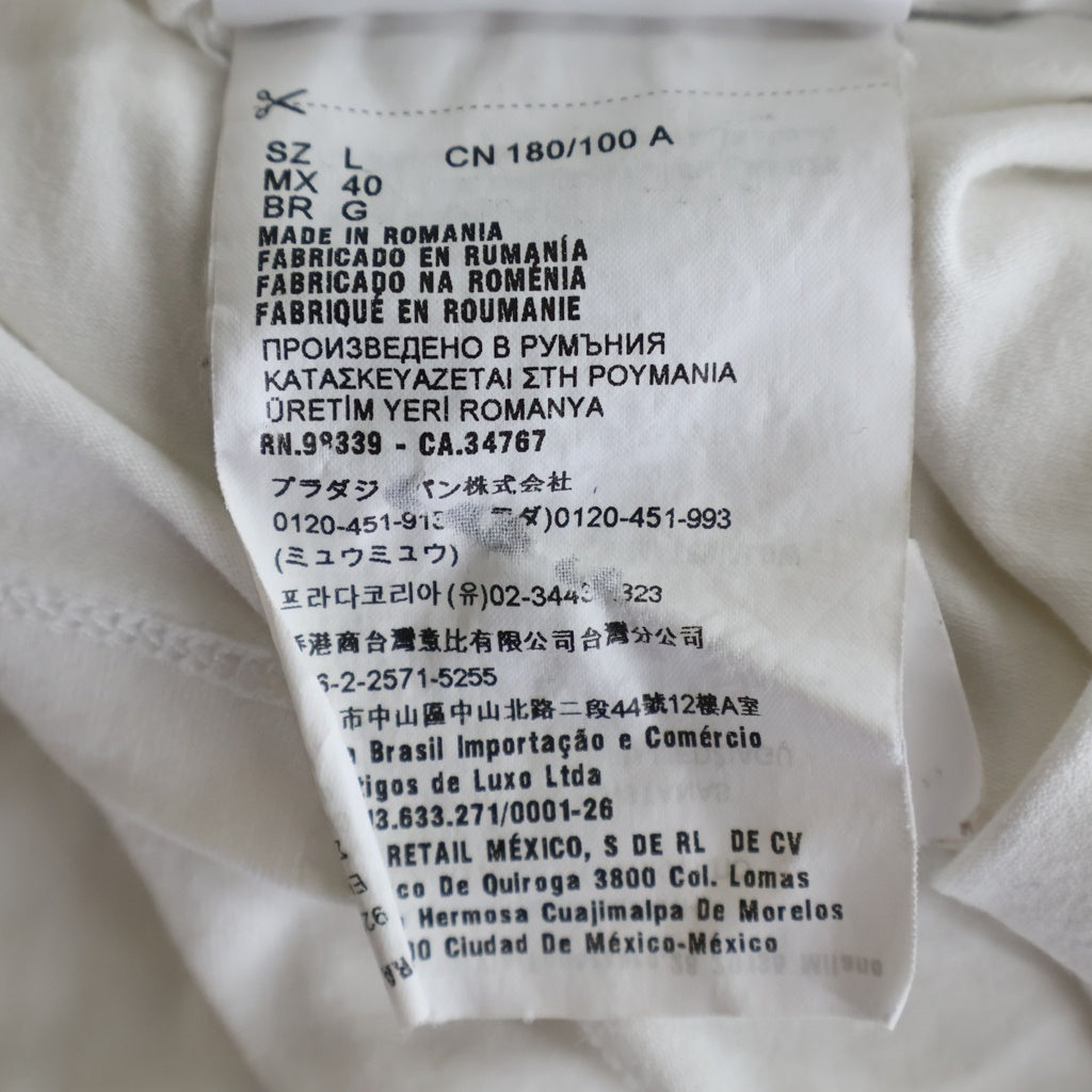 PRADA(プラダ) ラバーロゴデザイン クルーネック半袖Tシャツカットソー ホワイト SJN250 R192 710