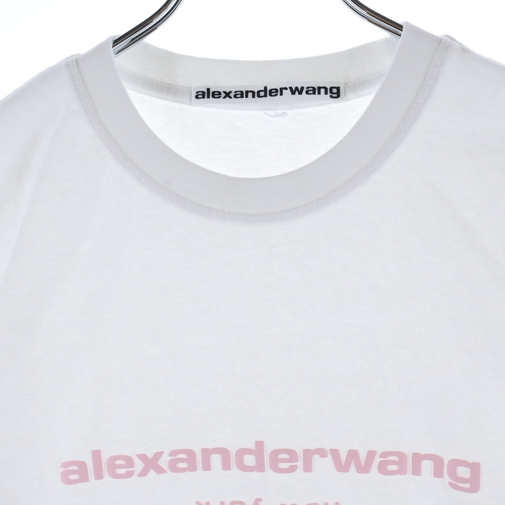 ALEXANDER WANG(アレキサンダーワン) Puff Logo Baby Tee パフロゴ クルーネック半袖Tシャツカットソー ホワイト/ピンク レディース 1CC1261270