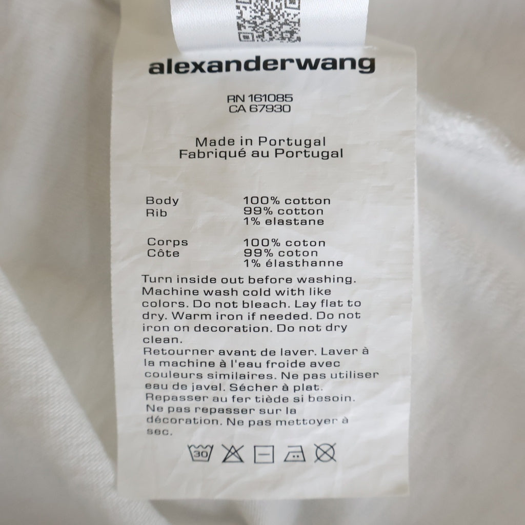 ALEXANDER WANG(アレキサンダーワン) Puff Logo Baby Tee パフロゴ クルーネック半袖Tシャツカットソー ホワイト/ピンク レディース 1CC1261270