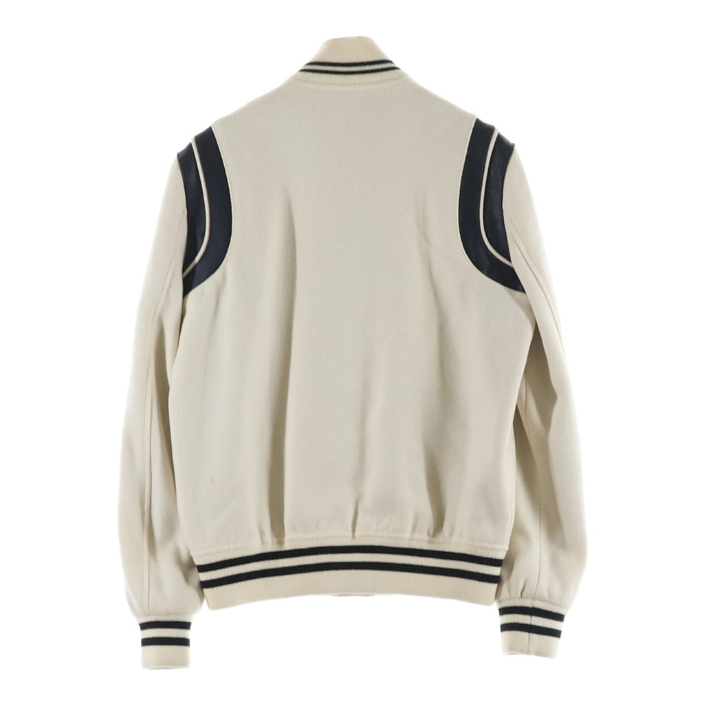 SAINT LAURENT PARIS(サンローランパリ) 22SS Teddy Jacket テディジャケット レザー スタジアムジャンパー ホワイト/ブラック 354718Y213Q