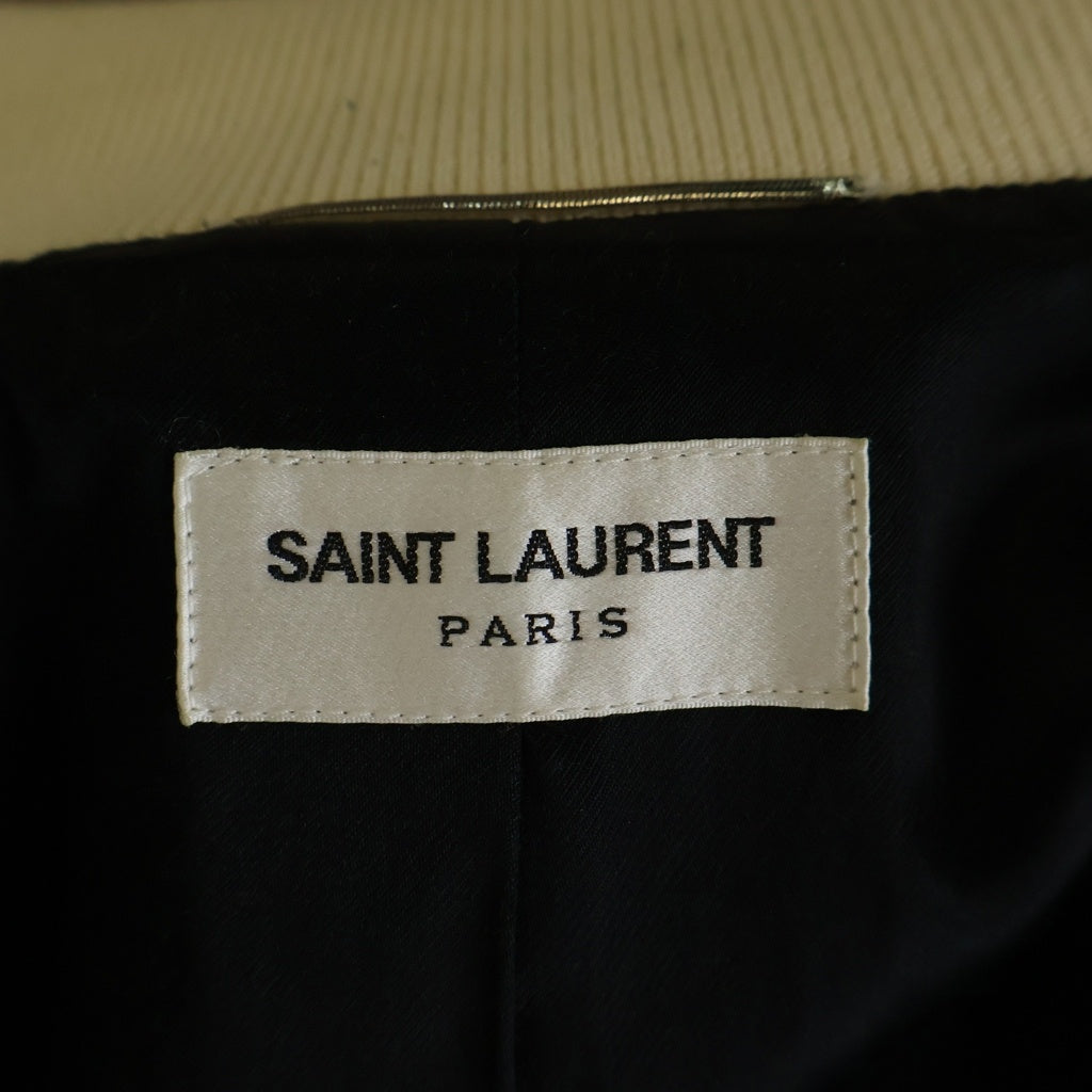 SAINT LAURENT PARIS(サンローランパリ) 22SS Teddy Jacket テディジャケット レザー スタジアムジャンパー ホワイト/ブラック 354718Y213Q