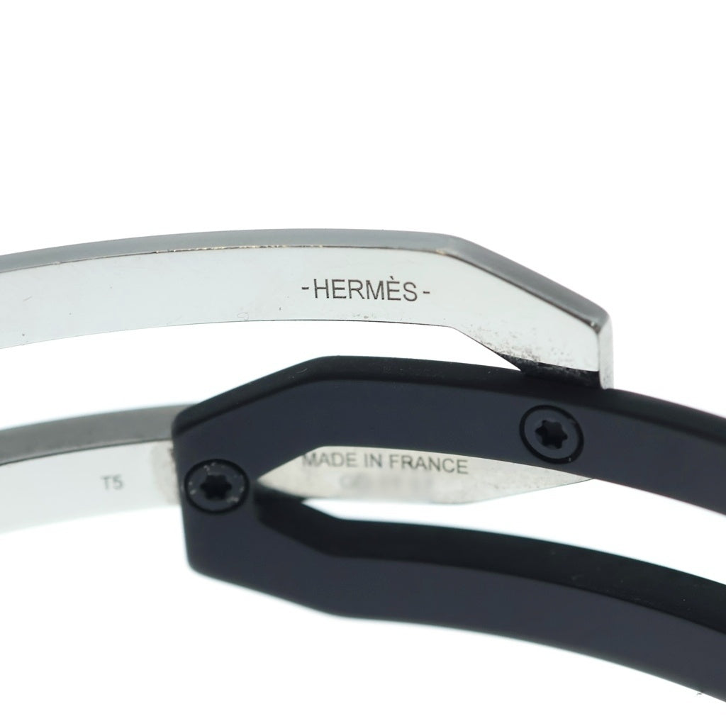 HERMES(エルメス) Replay Cuff リプレイカフ バングル ブラック/シルバー レディース