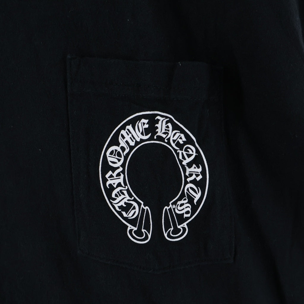 CHROME HEARTS(クロムハーツ) FLRL CRS HORSESHOE LS TEE アームフローラルクロス バックホースシュー クルーネック長袖Tシャツカットソー ブラック