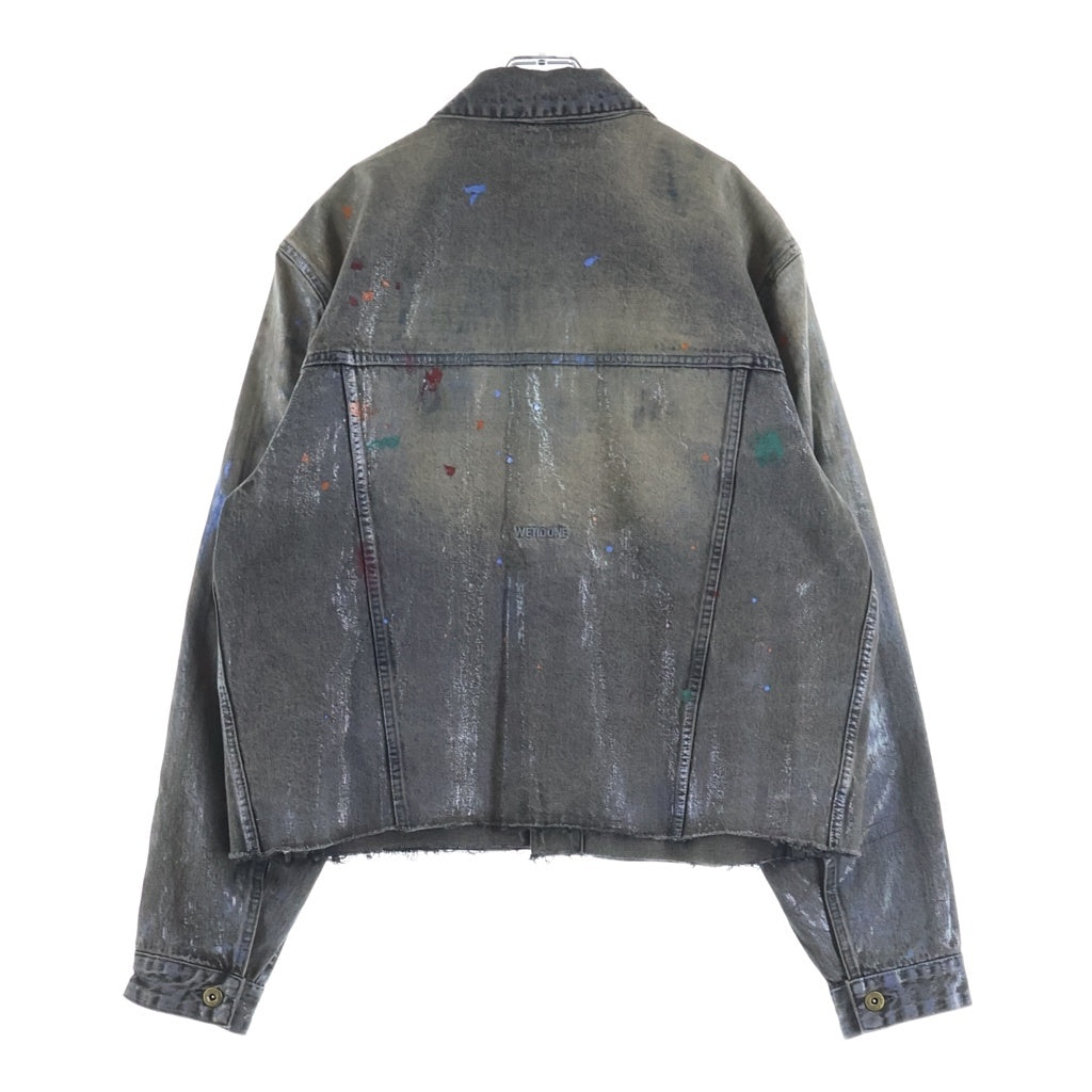 we11done(ウェルダン) BLACK GLOSS COATED PAINTED JACKET グラフィティ・スプラッターデザイン デニムジャケット ブラック/マルチカラー WD-DJ2-25-313-U-BK