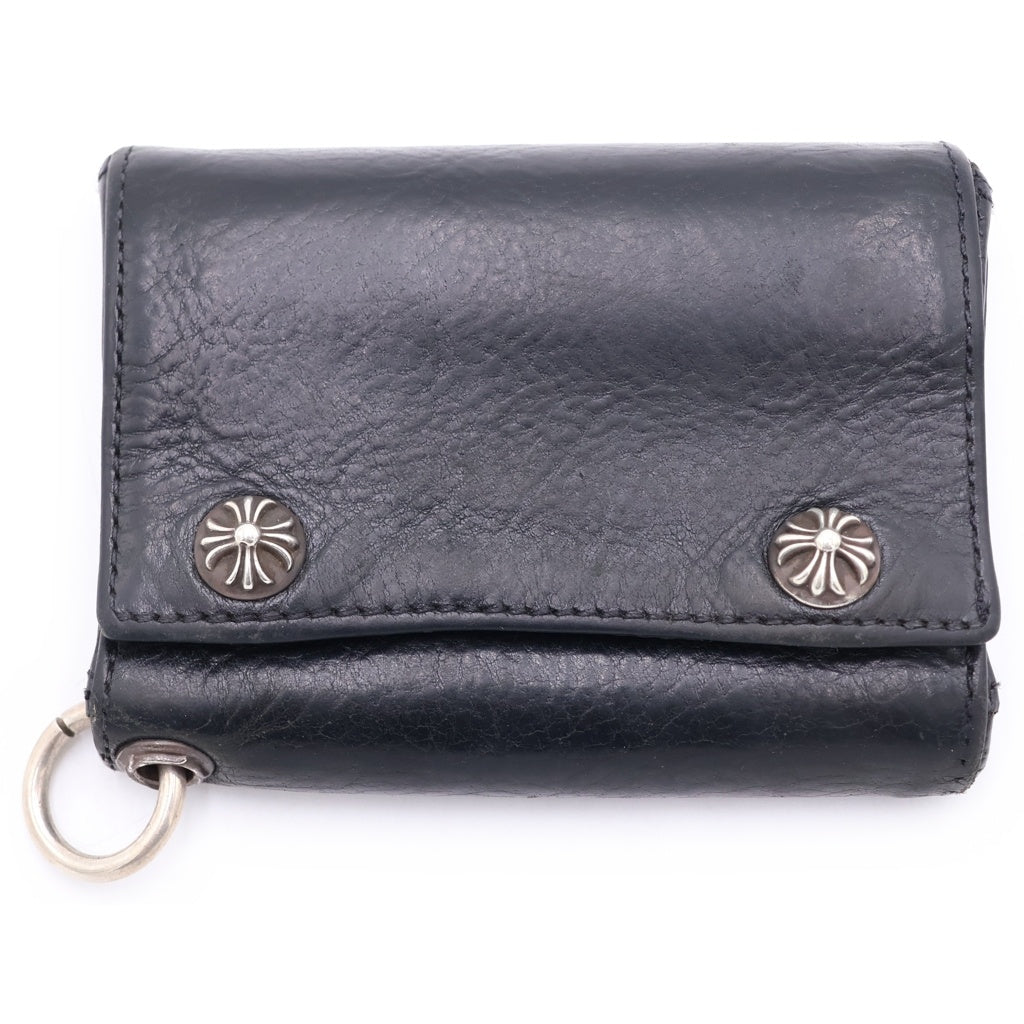 CHROME HEARTS(クロムハーツ) 3FOLD 3フォールド クロスボールボタン レザーウォレット 財布 ブラック -