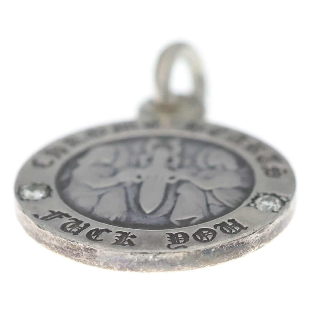 CHROME HEARTS(クロムハーツ) CHRM ANGL MDL V1 2P/AFT DIA エンジェルメダルチャーム ペンダントトップ アフターダイヤ シルバー