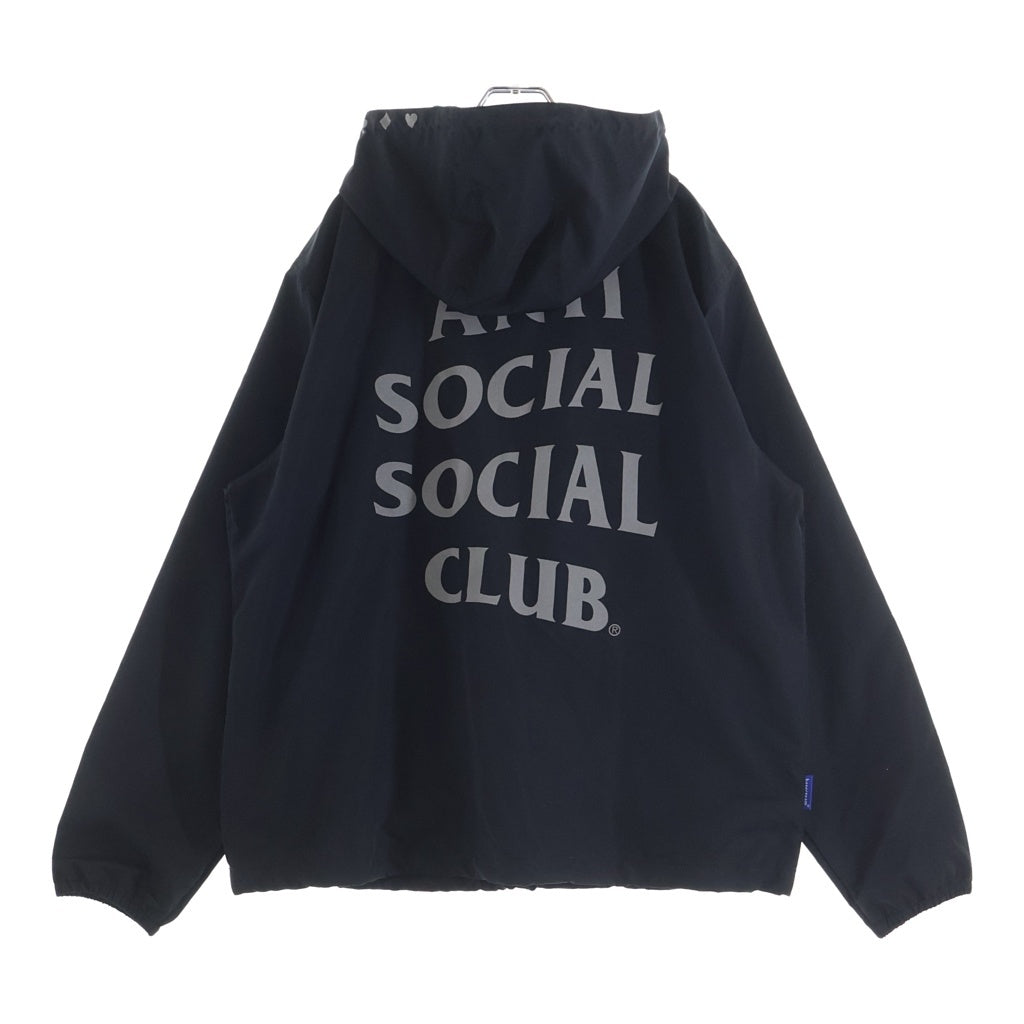 NO BRAND(ノーブランド) ×Anti Social Club REFLECTIVE LOGO HALF-ZIP ANORAK JACKET リフレクティブ ロゴ ハーフジップアノラックナイロンジャケット BC25ATANK01BK