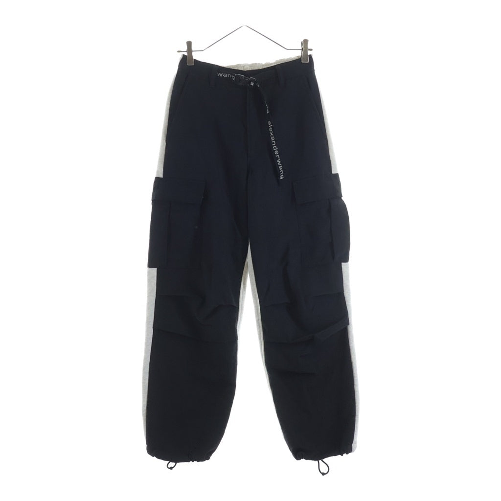 ALEXANDER WANG(アレキサンダーワン) HYBRID CARGO PANT ハイブリッド素材切替デザインカーゴスウェットパンツ ブラック/グレー -