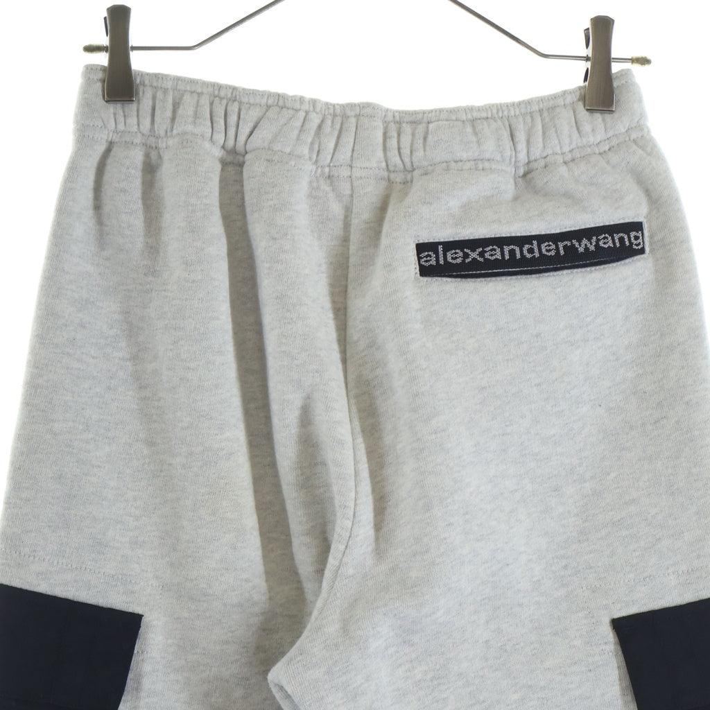 ALEXANDER WANG(アレキサンダーワン) HYBRID CARGO PANT ハイブリッド素材切替デザインカーゴスウェットパンツ ブラック/グレー -