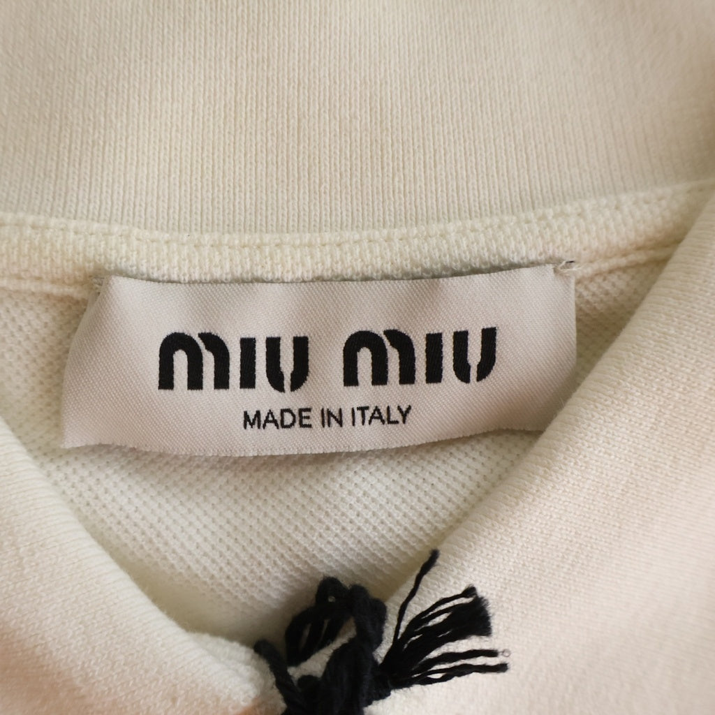 miumiu(ミュウミュウ) コットンピケ フロントロゴ刺繍 半袖ポロシャツ ホワイト MJN535 S000 14RW レディース