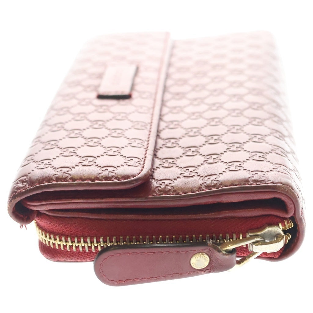 GUCCI(グッチ) マイクロGGシマ ラウンドファスナーレザーウォレット レッド 449364 2149 レディース