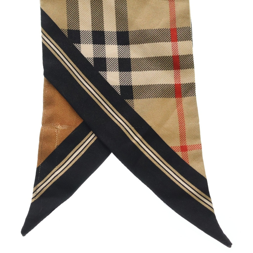 BURBERRY(バーバリー) ノバチェック シルクツイルスカーフ ブラウン -