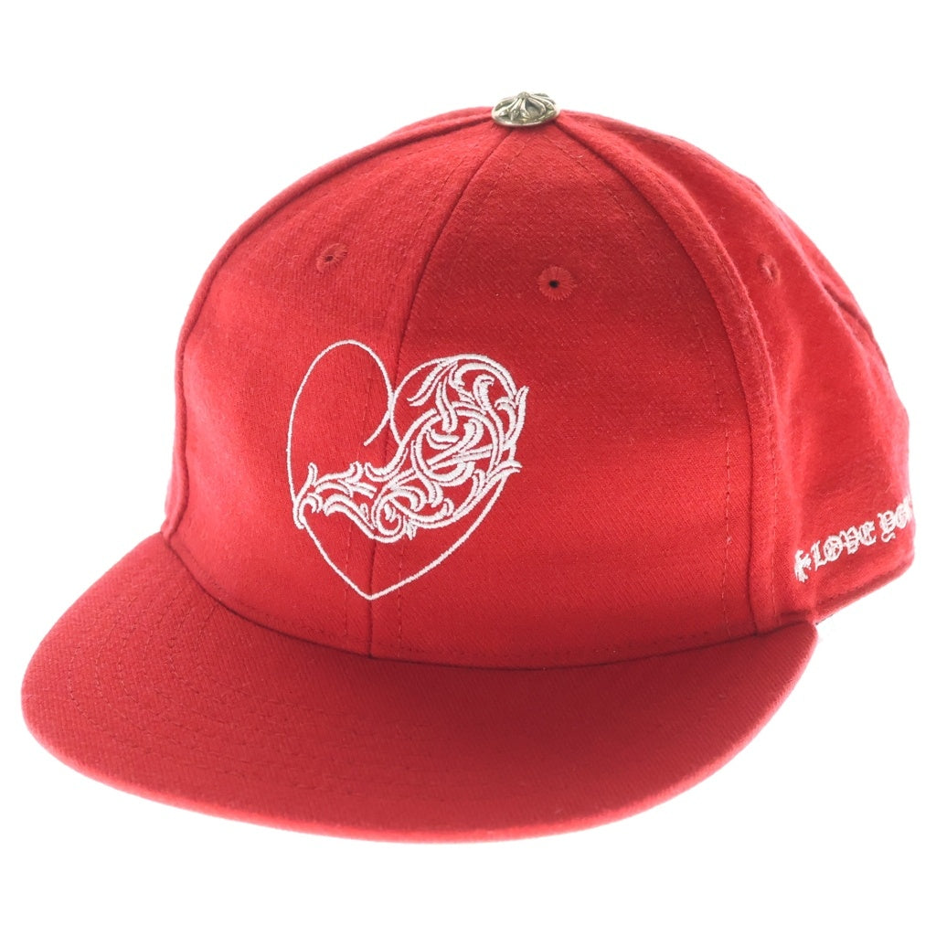 CHROME HEARTS(クロムハーツ) ハートロゴ刺繍 ベースボールキャップ 帽子 レッド