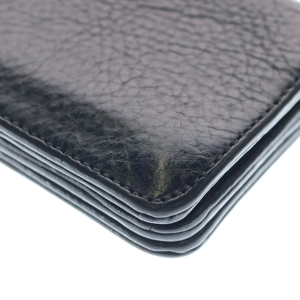 CHROME HEARTS(クロムハーツ) 3POCKET CARD CASE スクロールラベル 3ポケット レザーカードケース ブラック