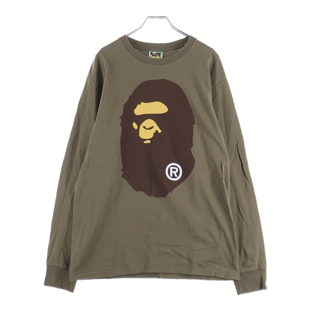 A BATHING APE(アベイシングエイプ) BIG APE HEAD TEE 両面プリント クルーネック半袖Tシャツカットソー ブラウン 001LTK301017M