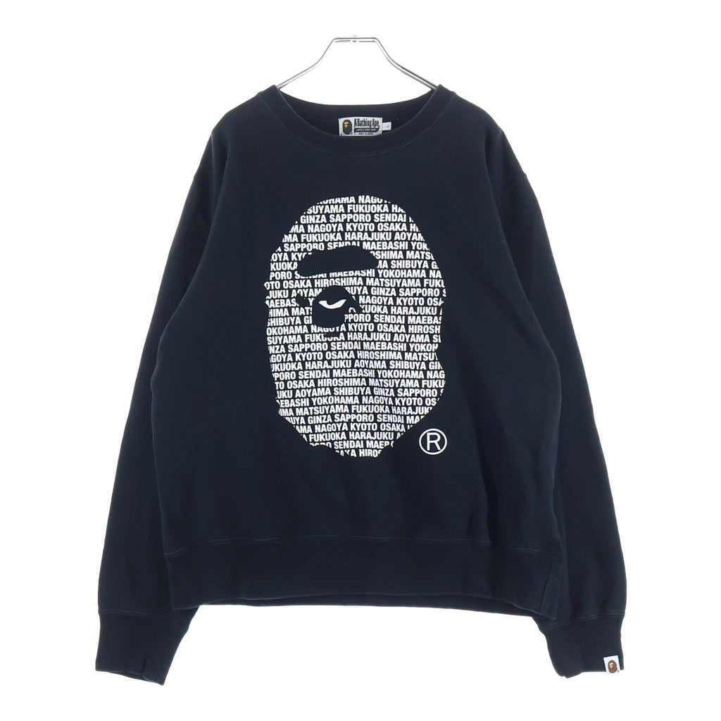 A BATHING APE(アベイシングエイプ) JAPAN APE HEAD CREWNECK 両面プリントクルーネック長袖スウェット ブラック 001SWK221003F