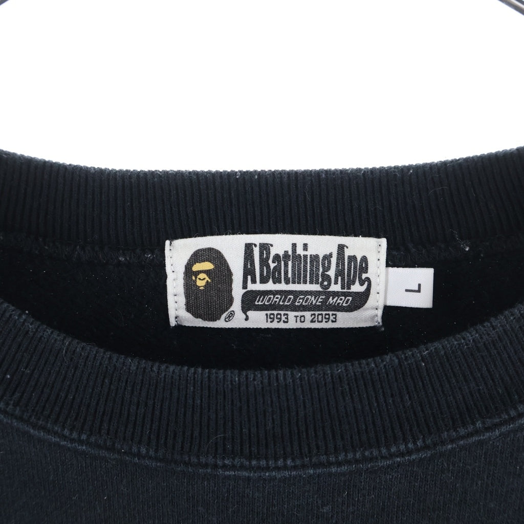 A BATHING APE(アベイシングエイプ) JAPAN APE HEAD CREWNECK 両面プリントクルーネック長袖スウェット ブラック 001SWK221003F