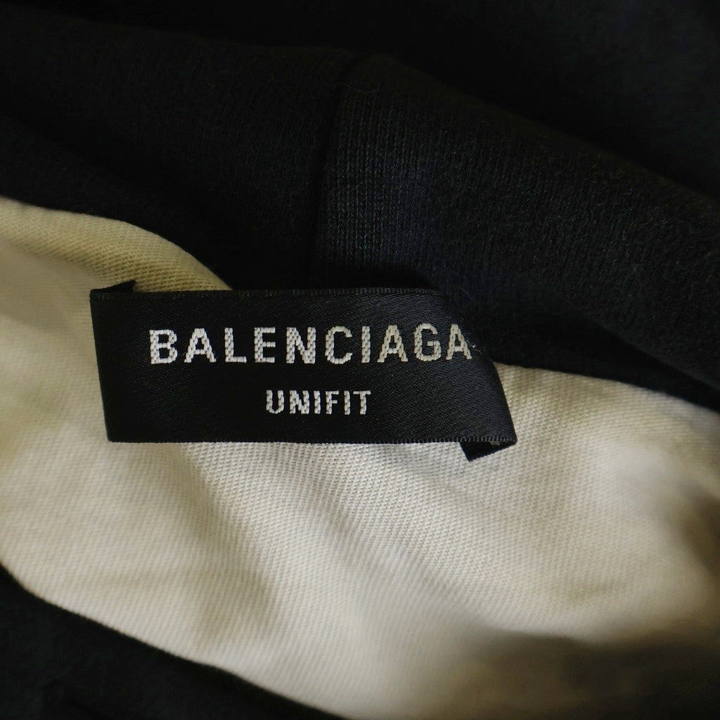 BALENCIAGA(バレンシアガ) 21SS Caps Destroyed Hoodie デストロイ加工 フロントロゴ プルオーバースウェットパーカー ブラック 659403 TKVB6 TKVB