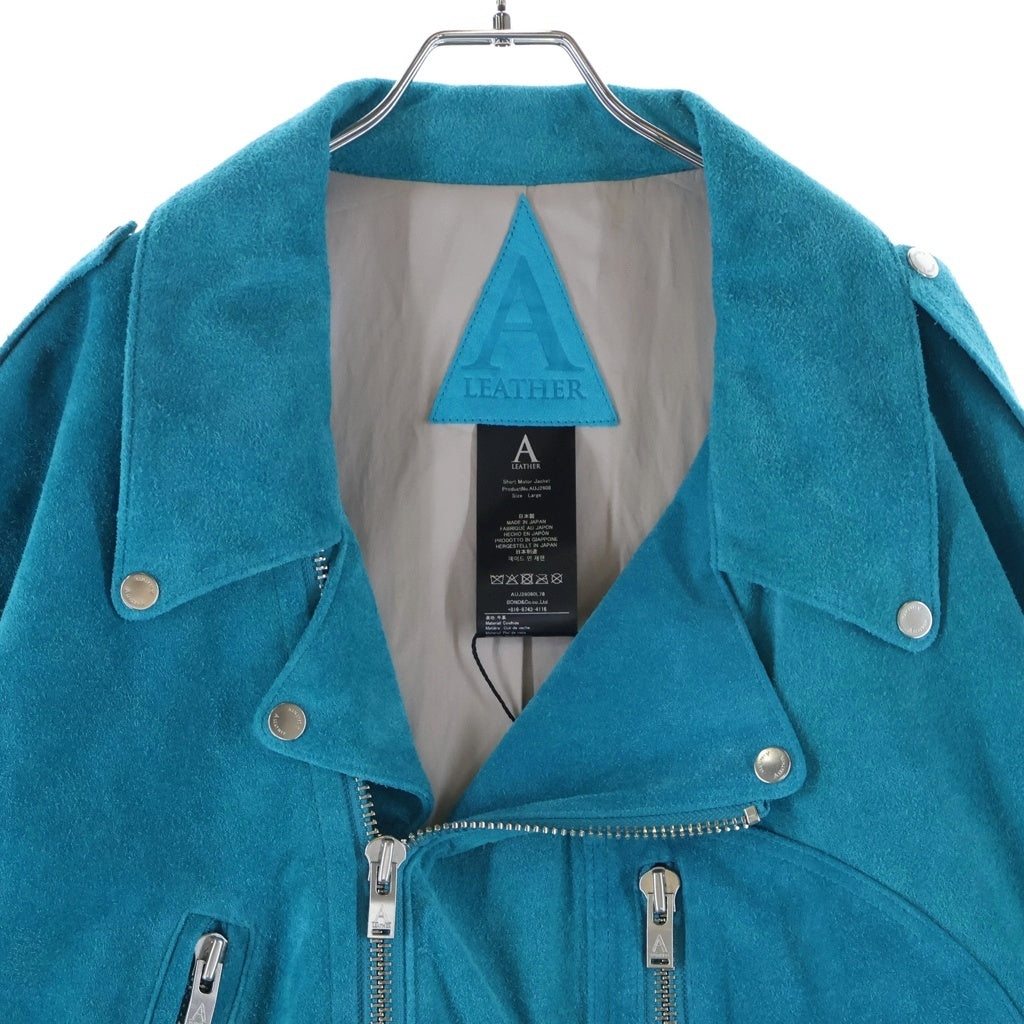 A LEATHER(エーレザー) 26SS SHORT MOTOR JACKET ショート モーター レザージャケット ブルー AUJ2608