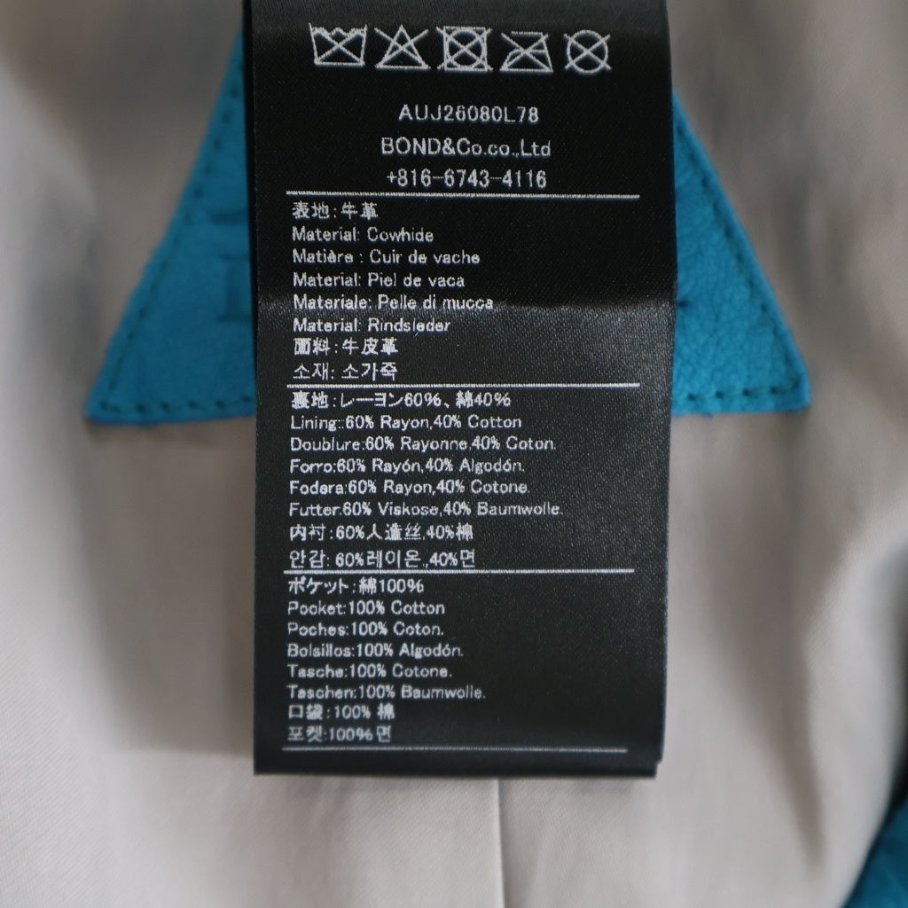 A LEATHER(エーレザー) 26SS SHORT MOTOR JACKET ショート モーター レザージャケット ブルー AUJ2608