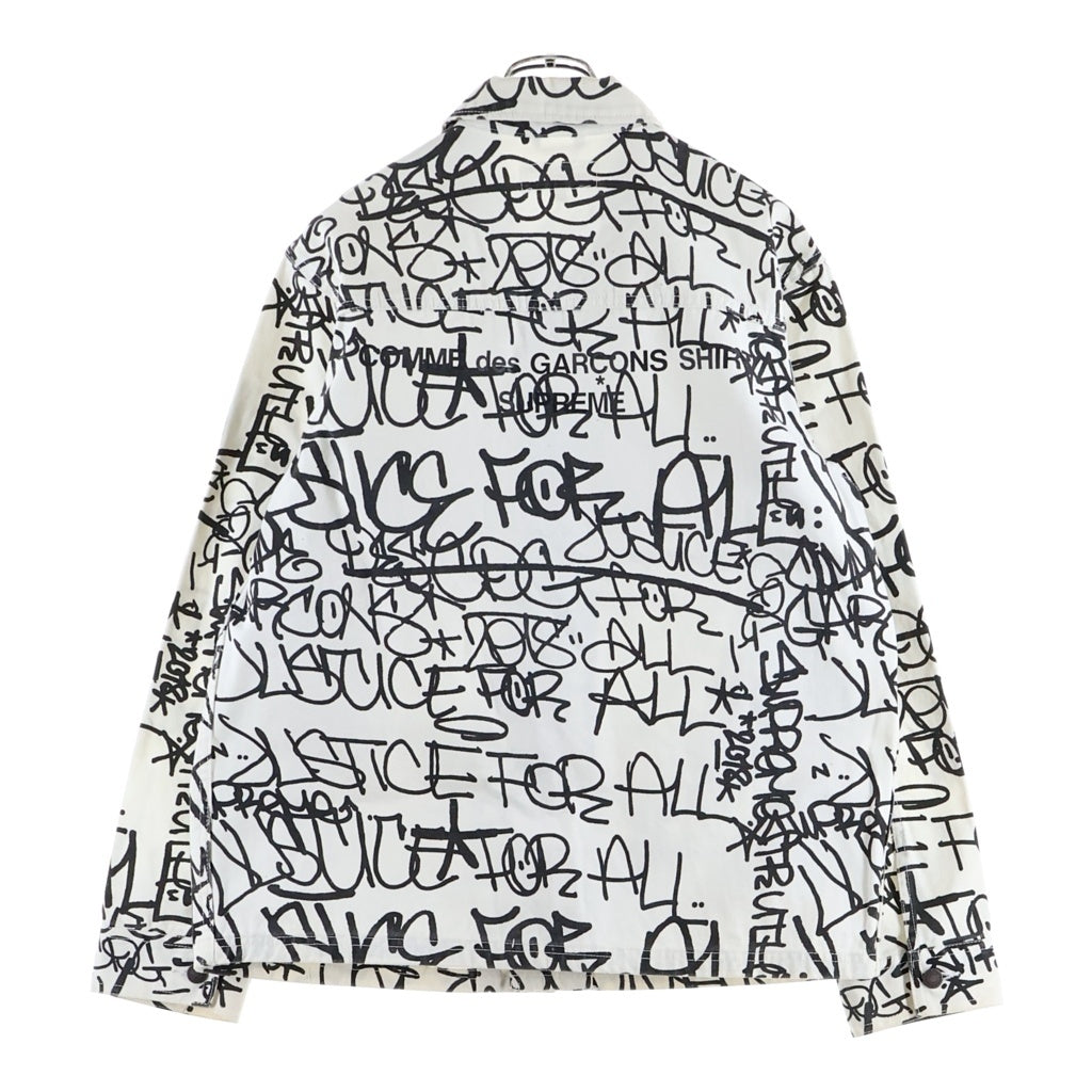 SUPREME(シュプリーム) 18AW ×Comme des Garcons SHIRT Painted Canvas Chore Coat White ×コムデギャルソン ペインテッド キャンバスチョアコートジャケット ホワイト