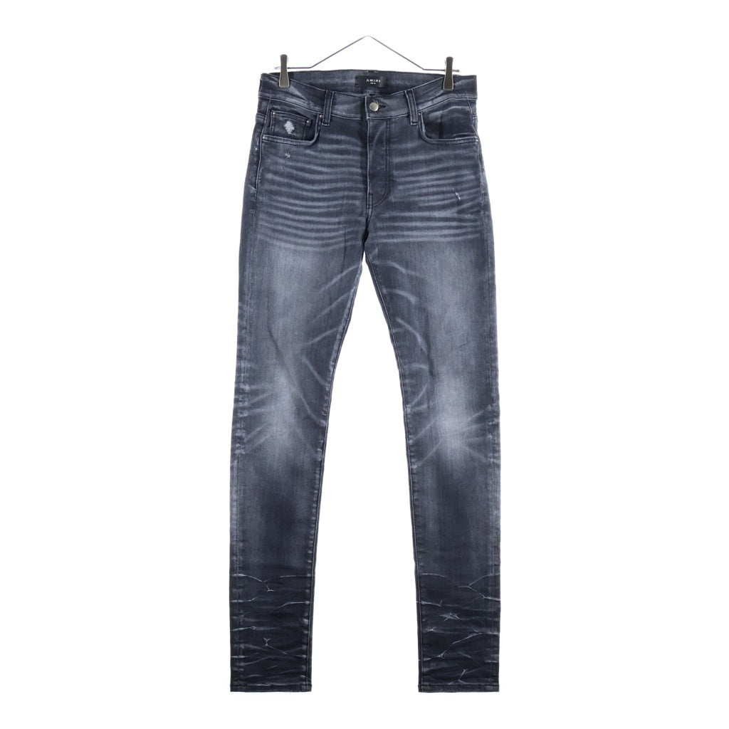 AMIRI(アミリ) ダメージ加工 ストレッチスキニーデニムパンツ ウォッシュブラック SRAW23MDS001SMRDSI0