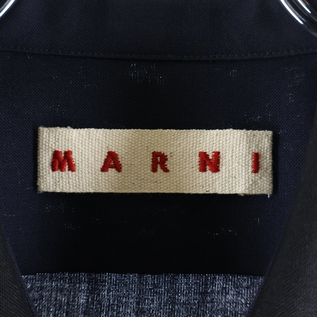 MARNI(マルニ) トロピカルウール ドッキング ロングスリーブ長袖シャツ ネイビー CUMU0368Q1 UTW839